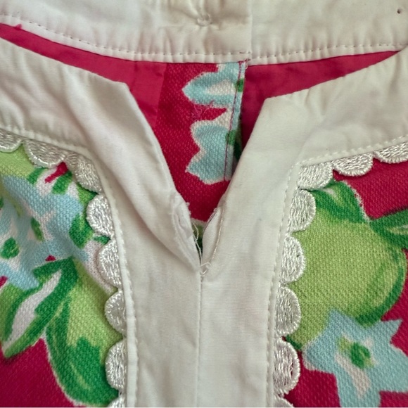 Janie & Jack Size 4 Pink & Green Fruit Market Dress Apple Print Pleated - Picture 3 of 6